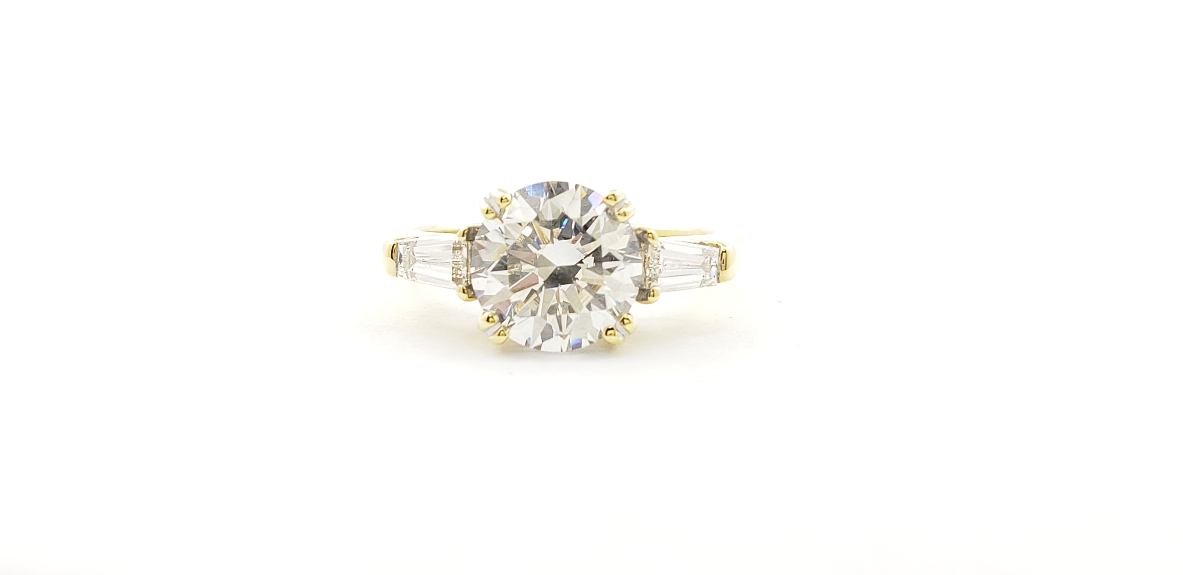 Three Stone Round & Baguette Diamond Ring